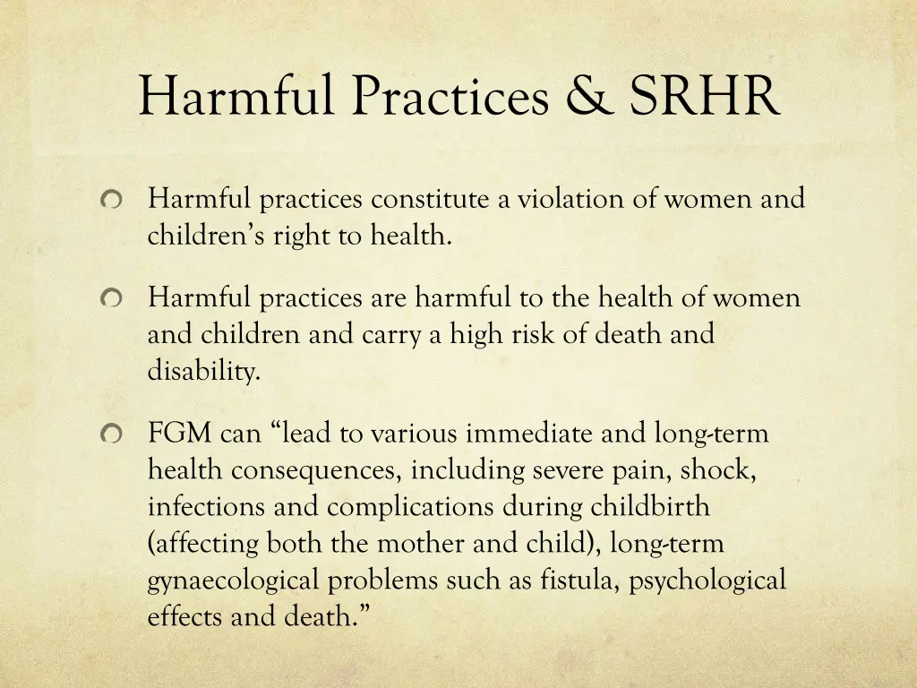 harmful practices srhr