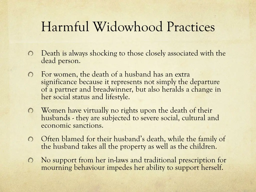 harmful widowhood practices