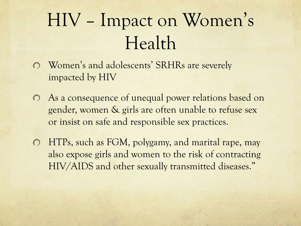 hiv impact on women s health