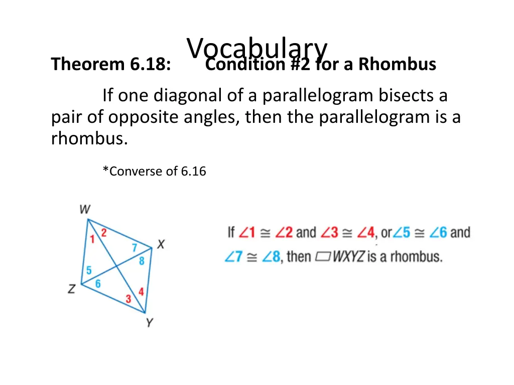 vocabulary condition 2 for a rhombus