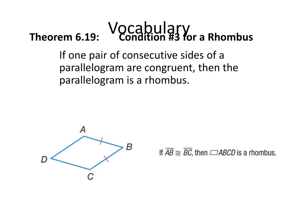 vocabulary condition 3 for a rhombus