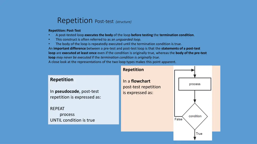 repetition post test structure