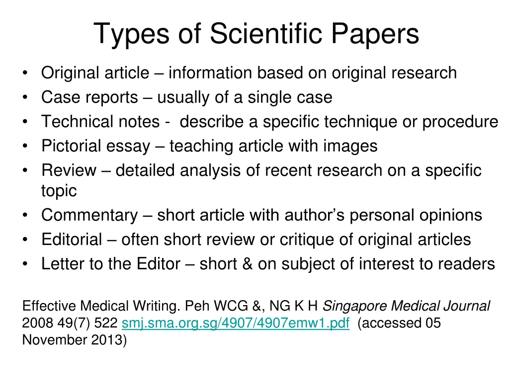 types of scientific papers