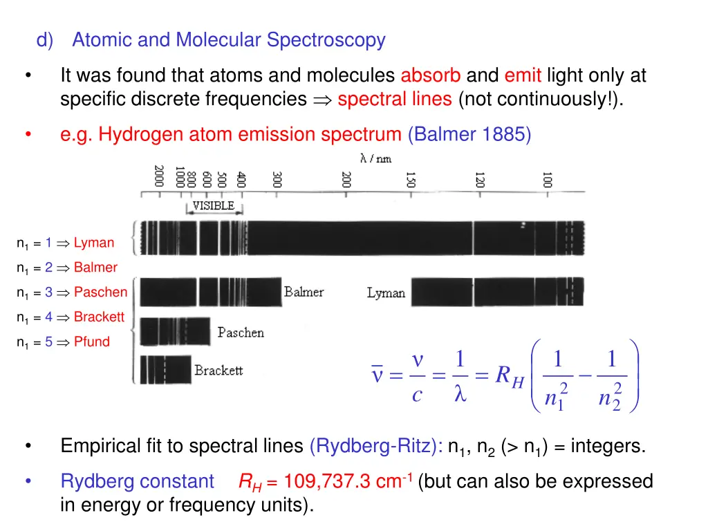 d atomic and molecular spectroscopy it was found