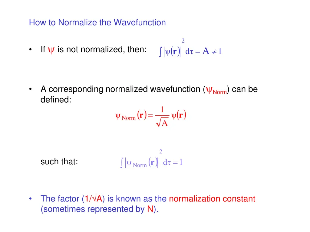 how to normalize the wavefunction