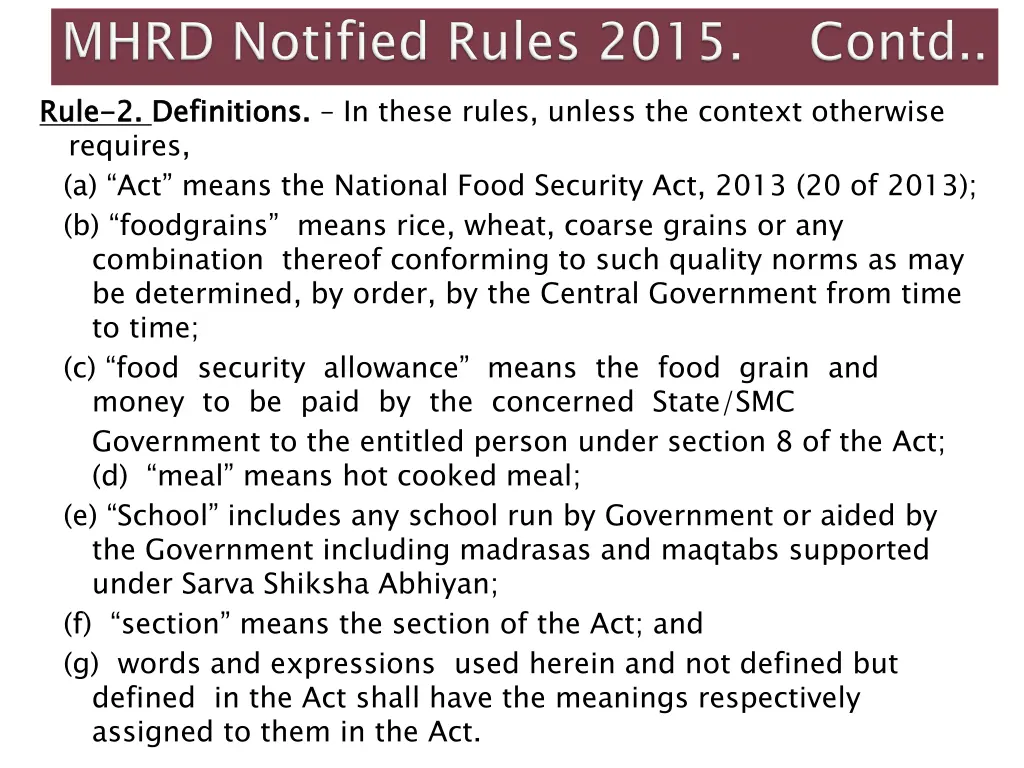 rule requires a act means the national food