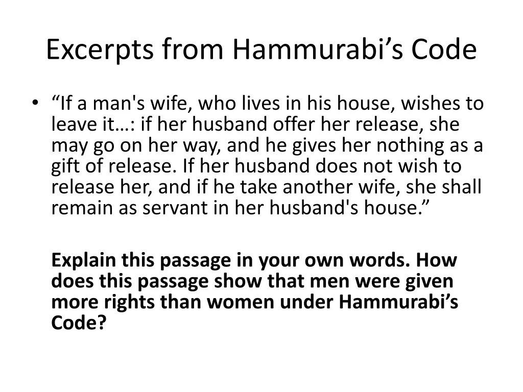 excerpts from hammurabi s code 1