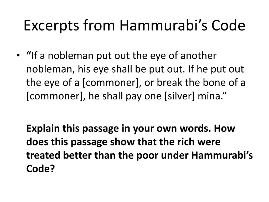 excerpts from hammurabi s code