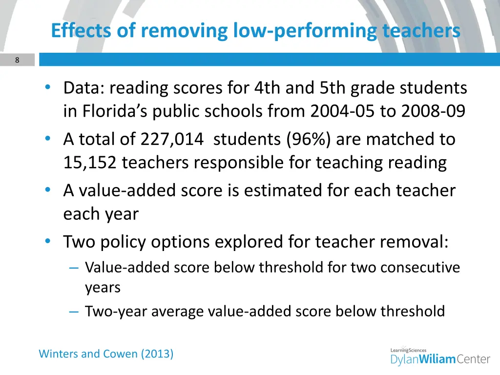 effects of removing low performing teachers