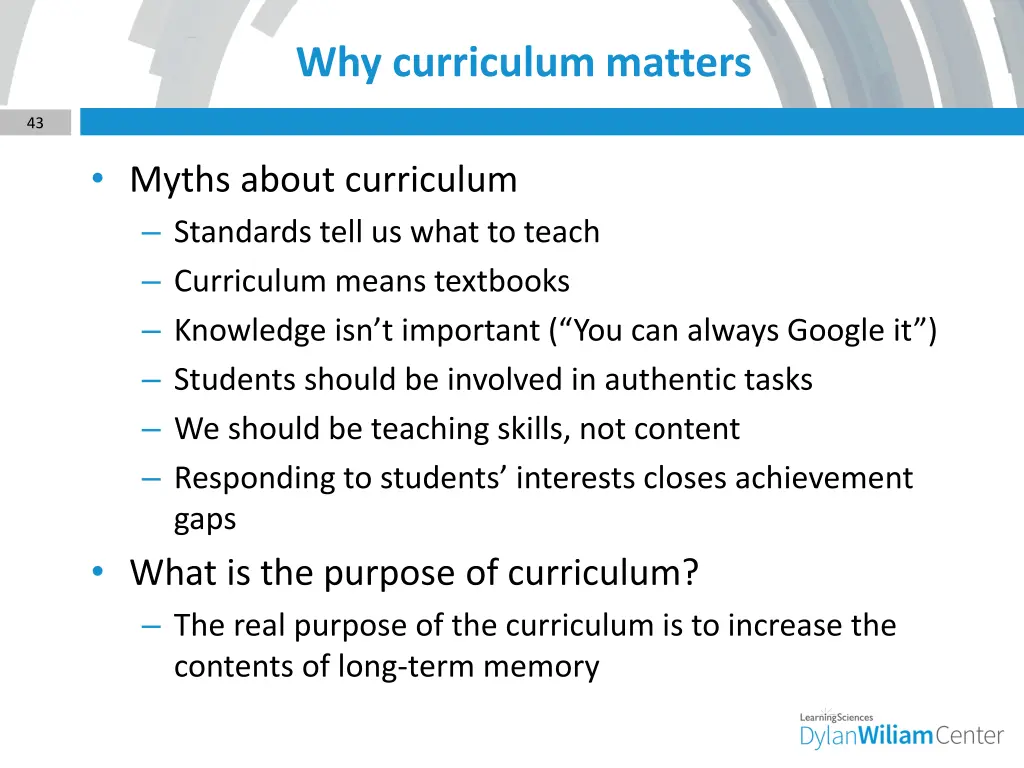 why curriculum matters