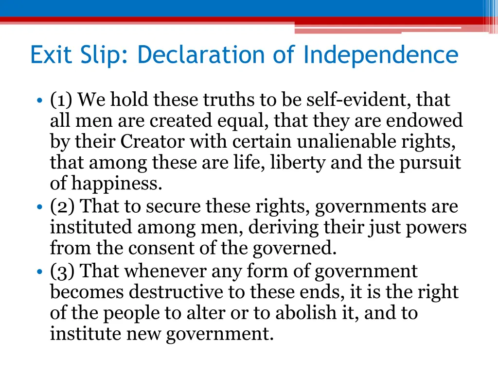 exit slip declaration of independence