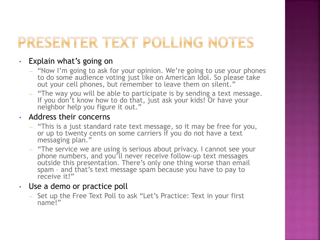 presenter text polling notes