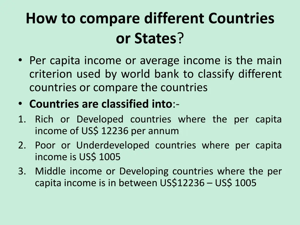 how to compare different countries or states