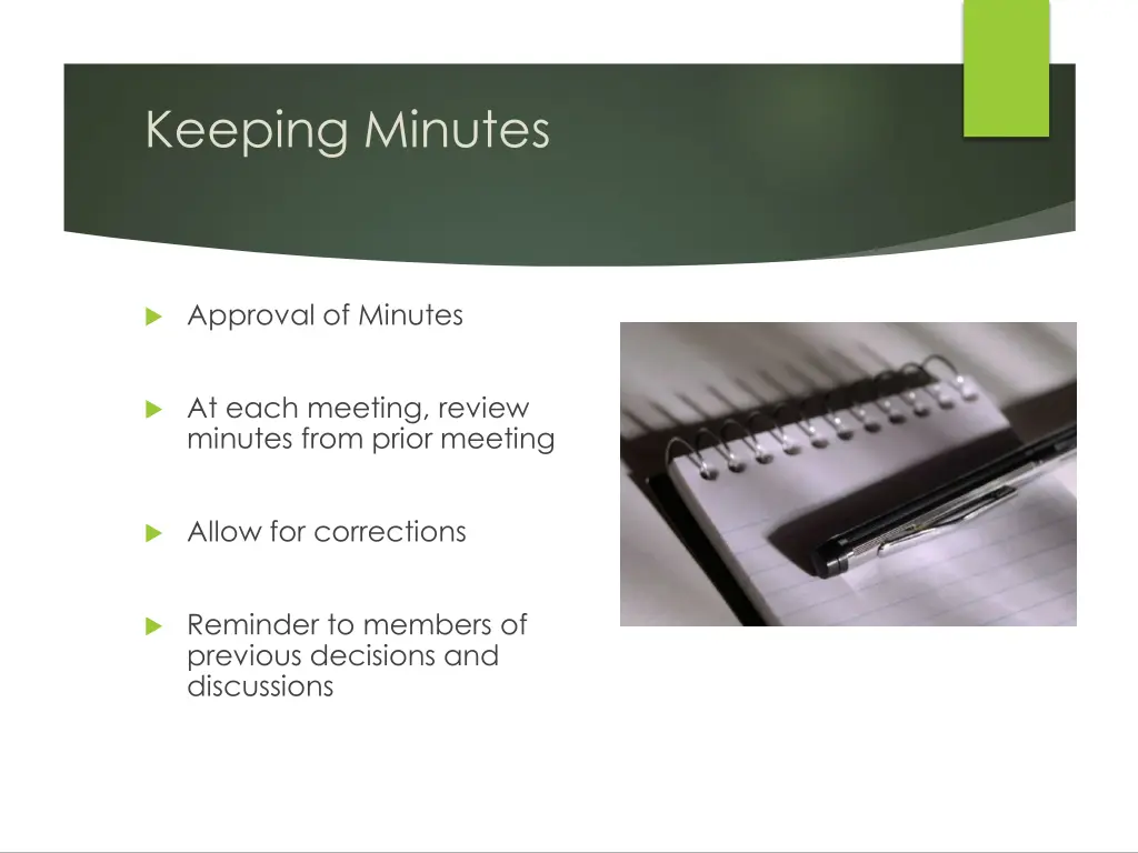 keeping minutes 1