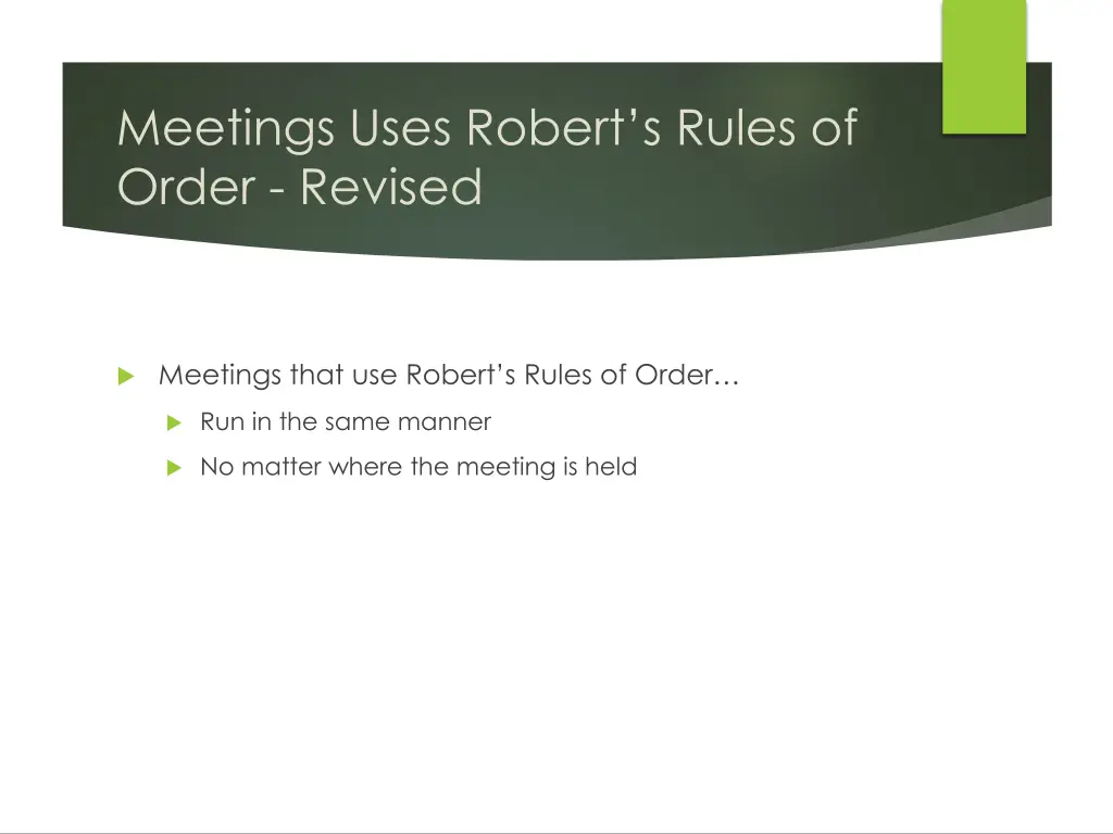 meetings uses robert s rules of order revised