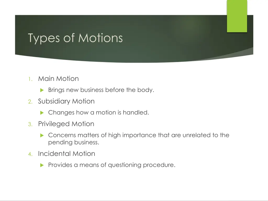 types of motions