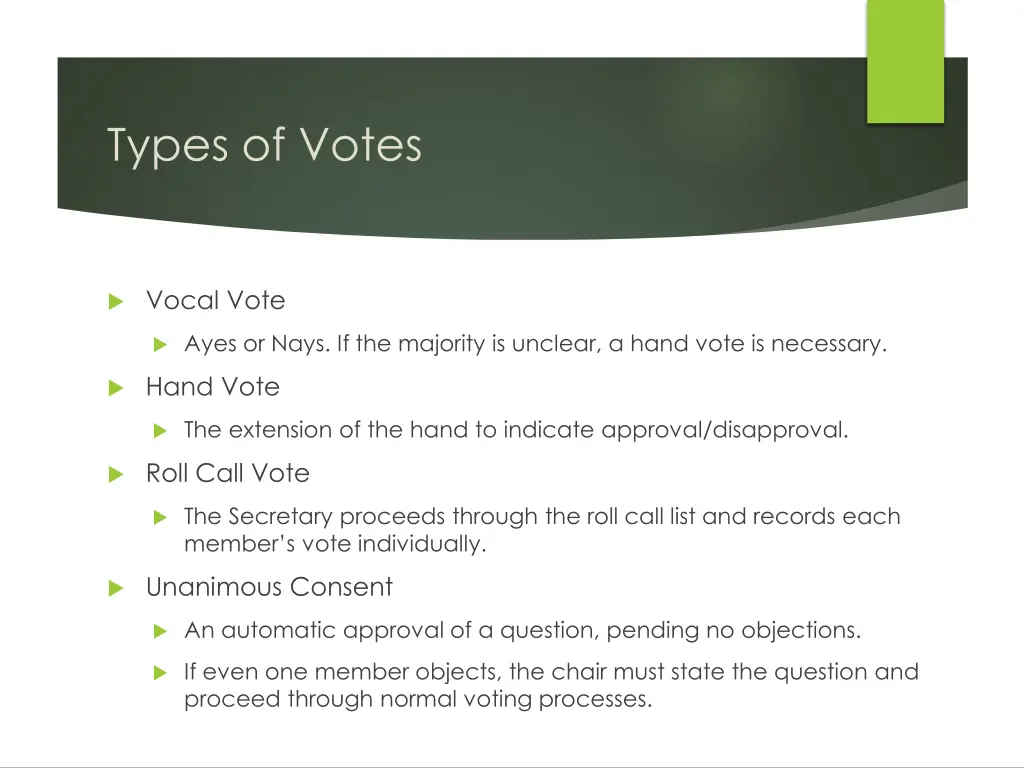 types of votes