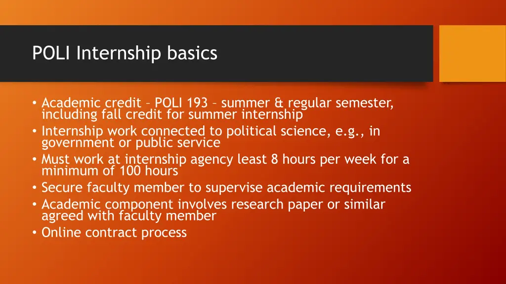 poli internship basics