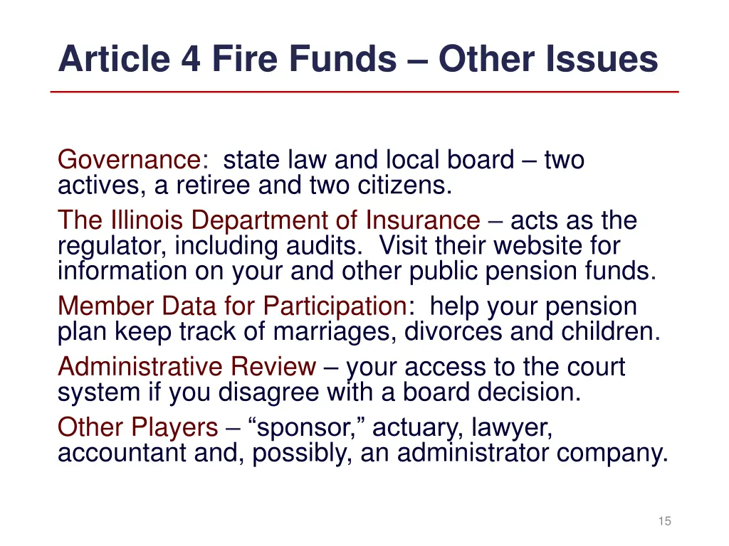 article 4 fire funds other issues