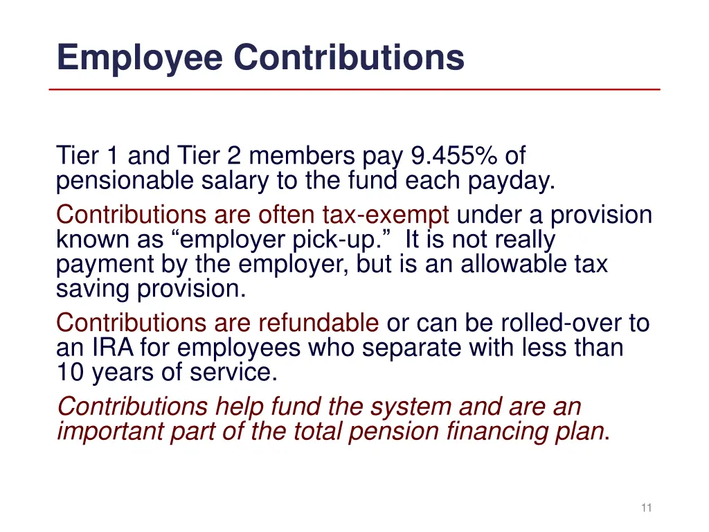 employee contributions