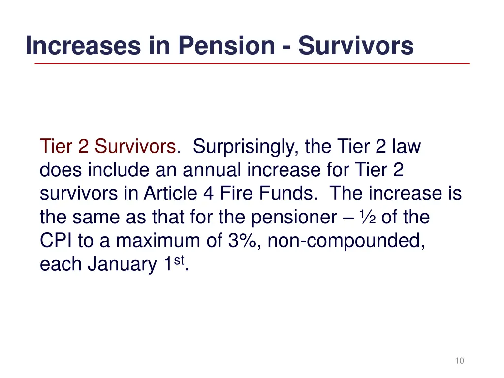 increases in pension survivors