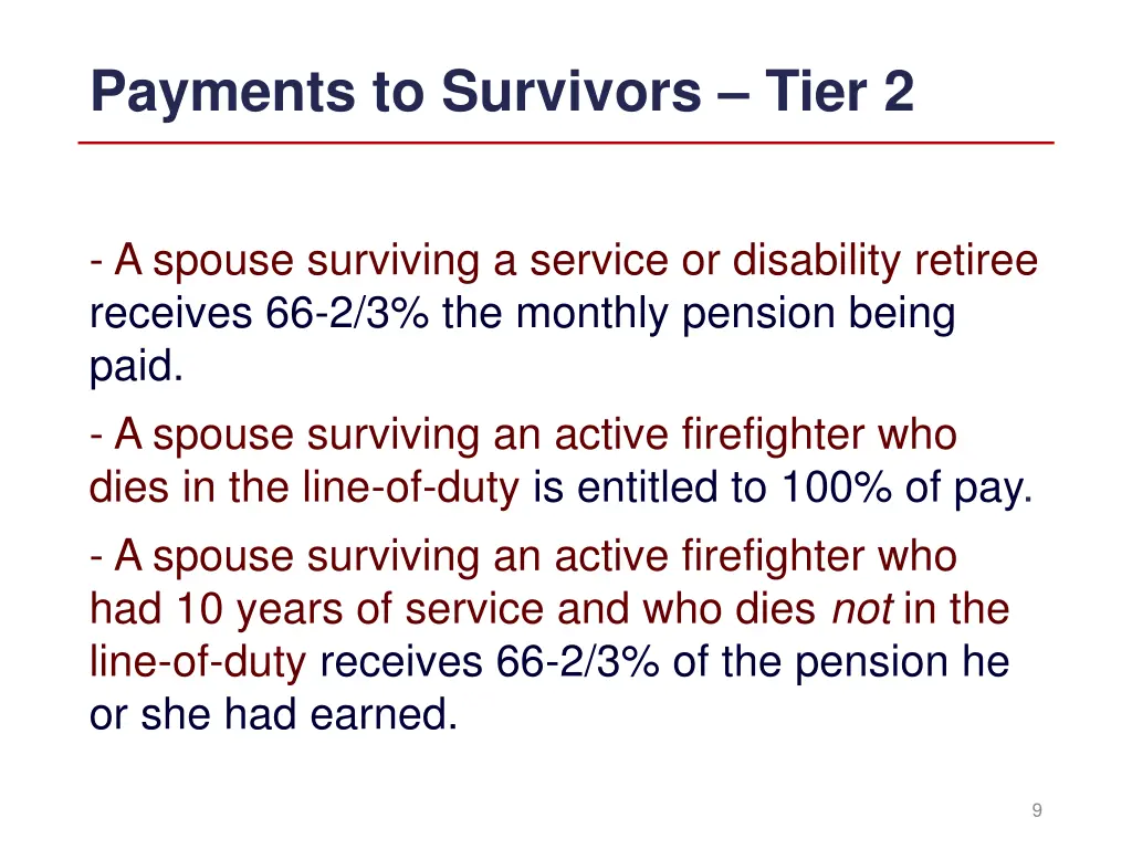 payments to survivors tier 2