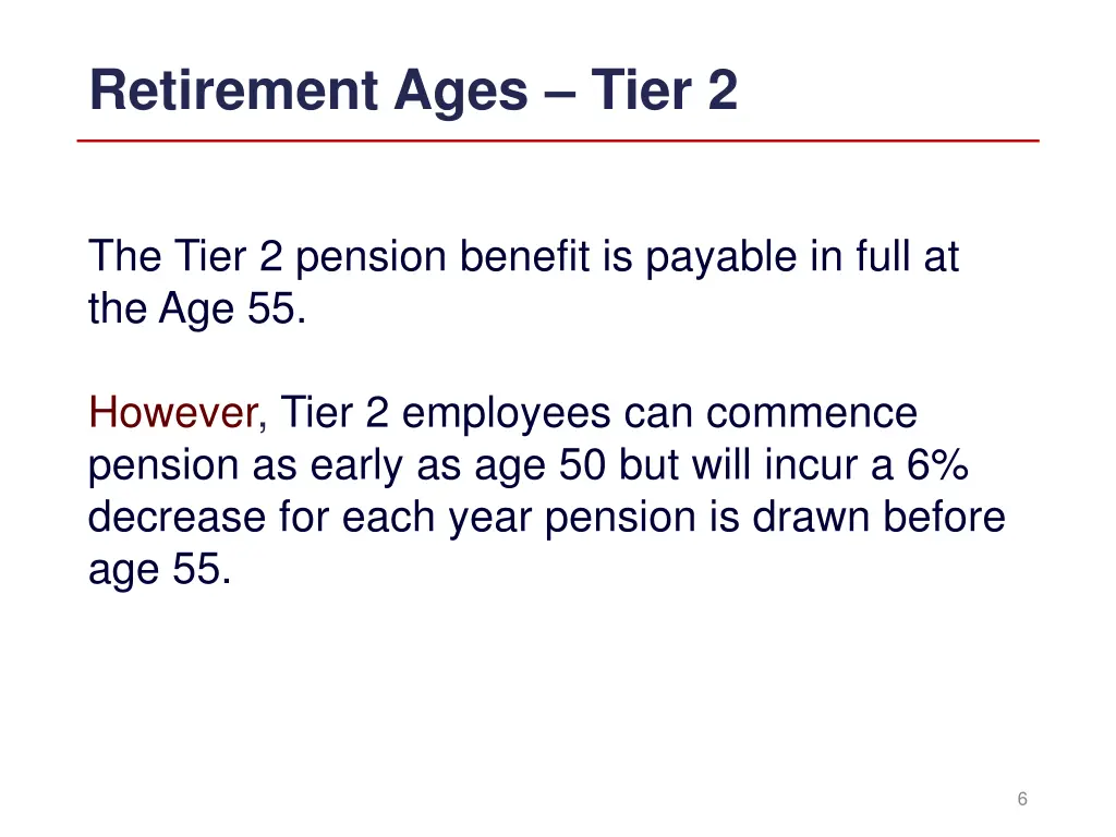 retirement ages tier 2