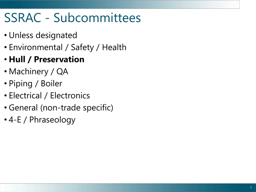 ssrac subcommittees