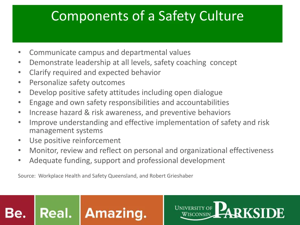 components of a safety culture