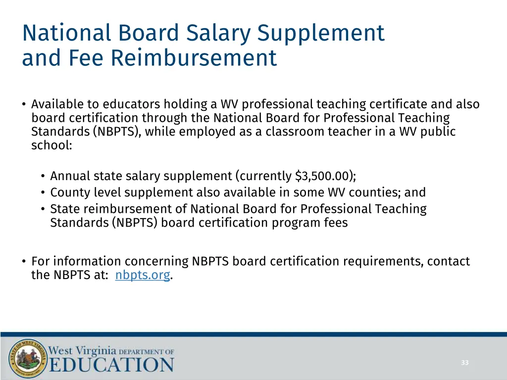 national board salary supplement