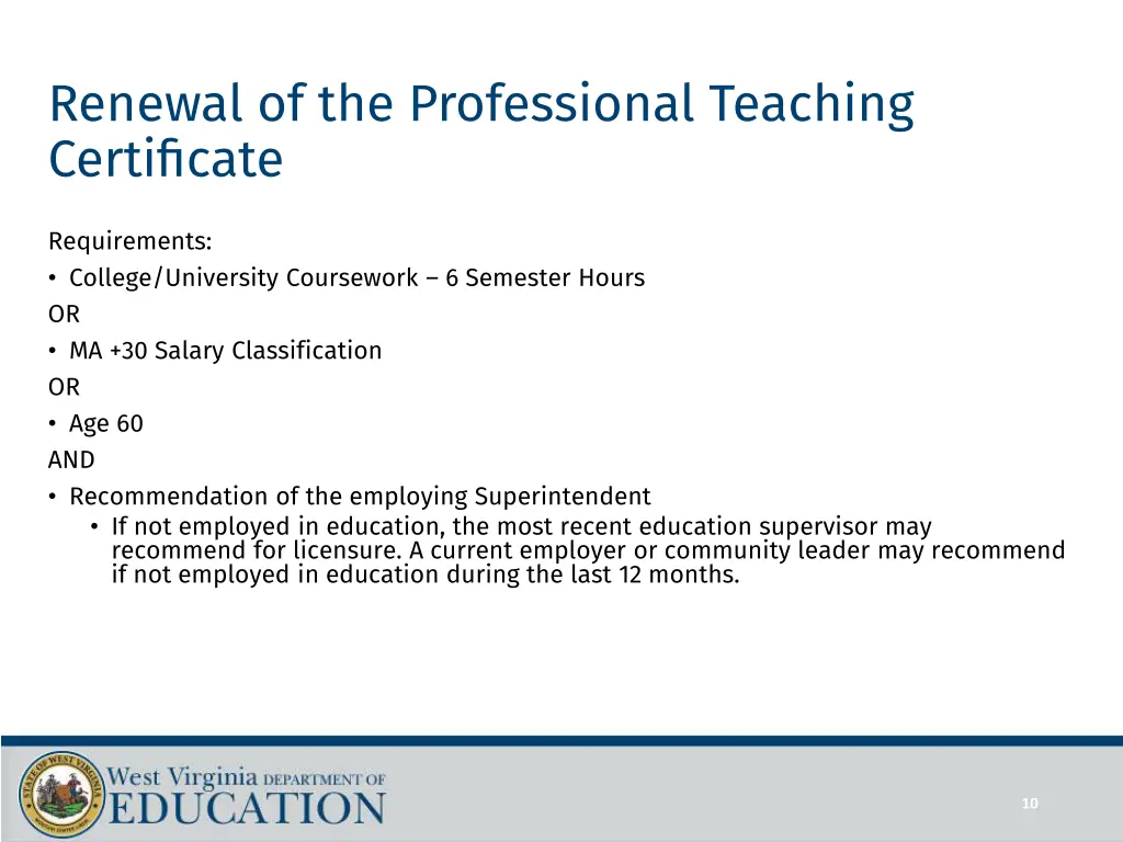 renewal of the professional teaching certificate 1