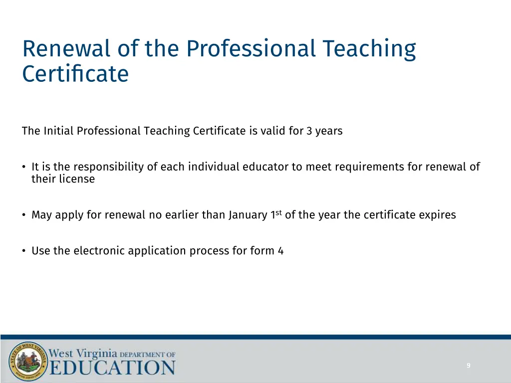 renewal of the professional teaching certificate