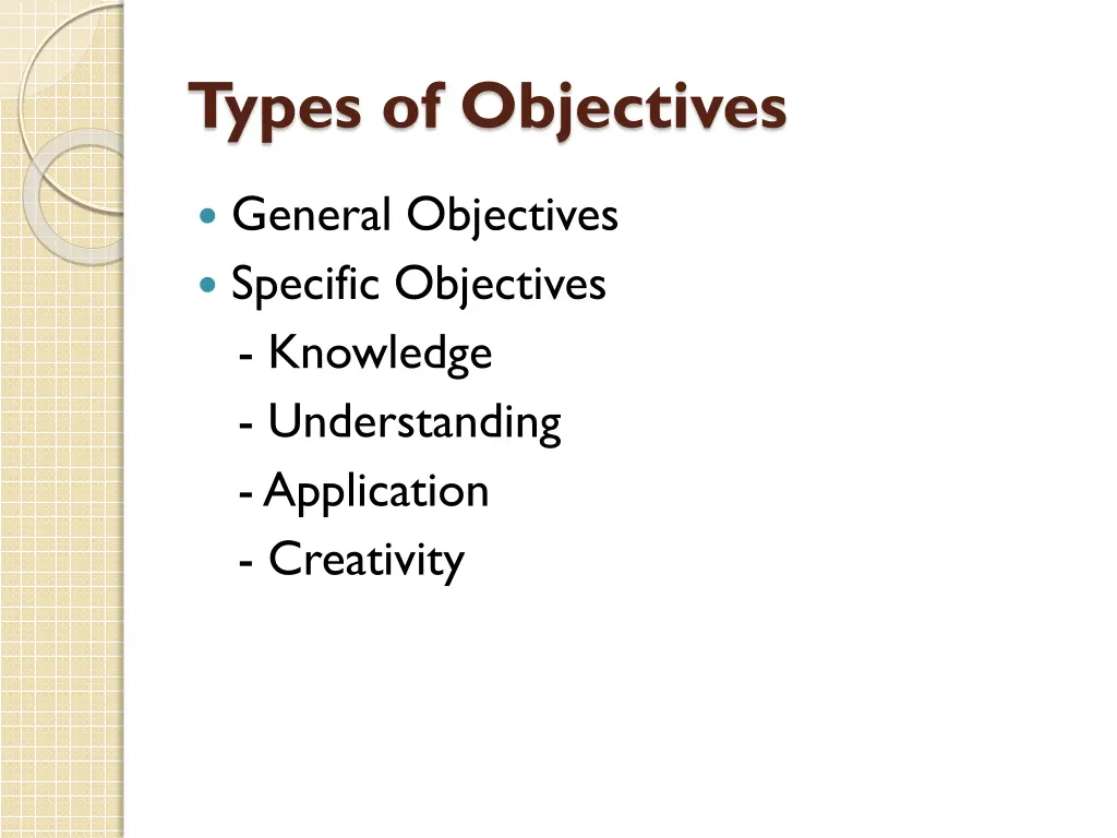 types of objectives