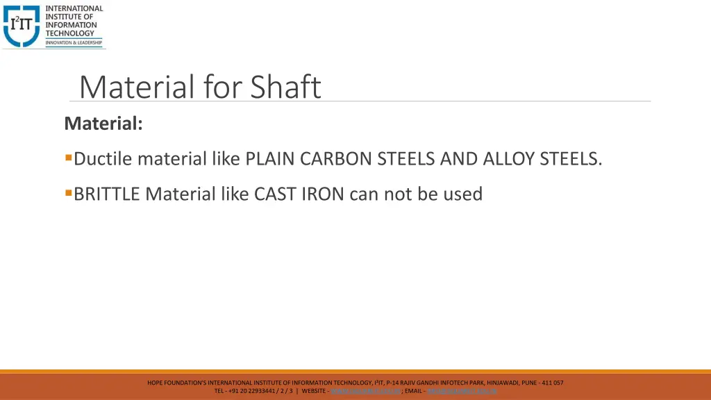 material for shaft