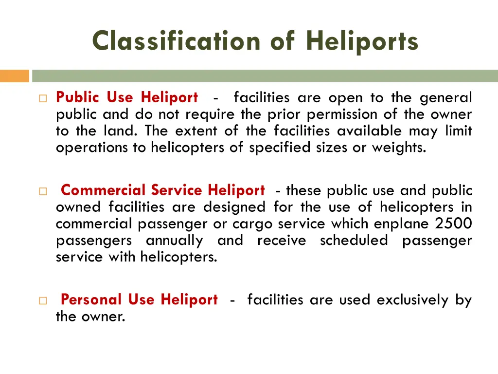 classification of heliports 1