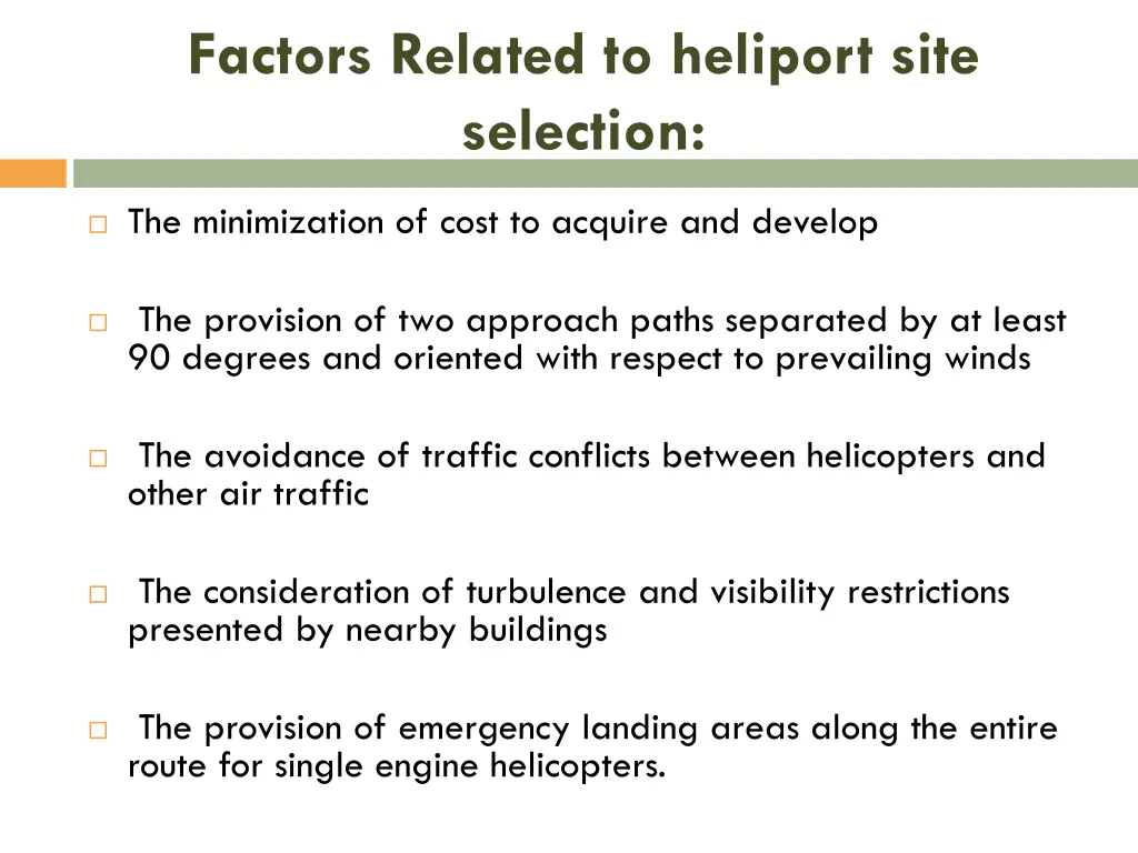 factors related to heliport site selection 1