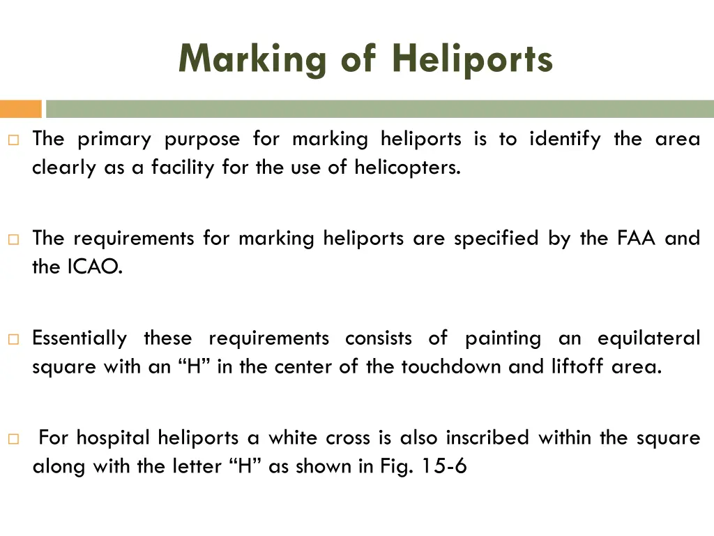 marking of heliports