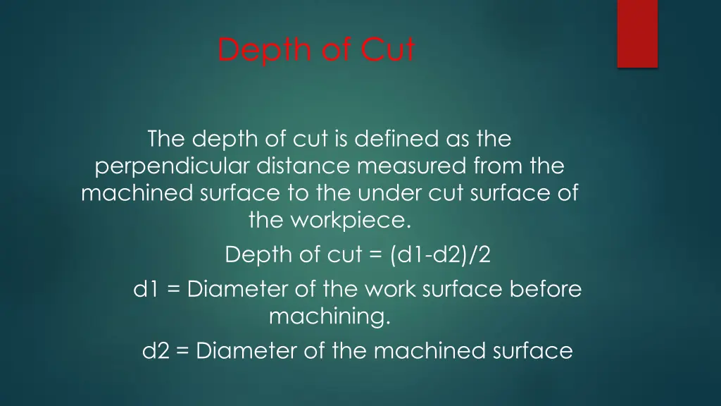 depth of cut