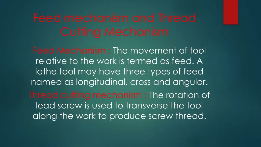 feed mechanism and thread cutting mechanism