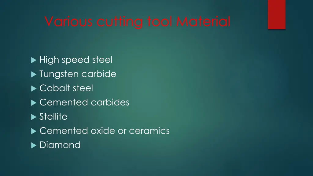 various cutting tool material