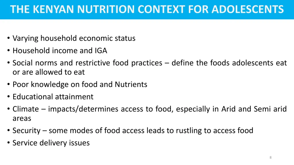 the kenyan nutrition context for adolescents 1