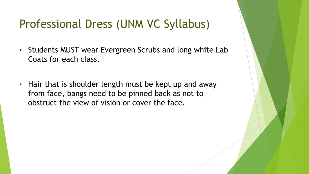 professional dress unm vc syllabus