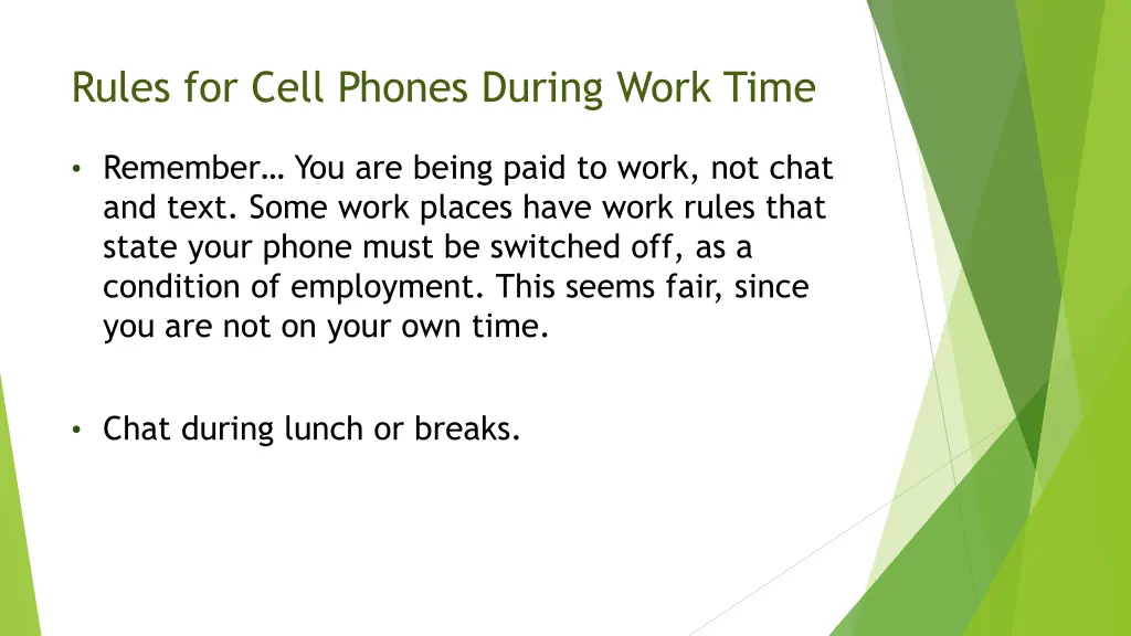 rules for cell phones during work time