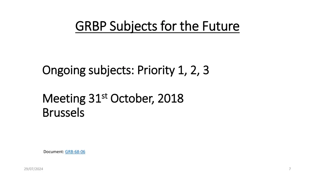 grbp subjects for the future grbp subjects