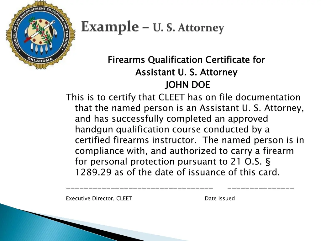 firearms qualification certificate for assistant 1