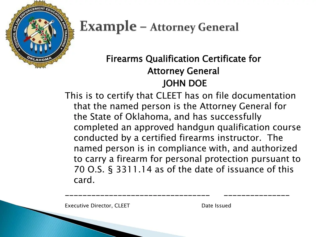 firearms qualification certificate for attorney