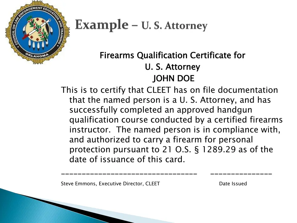 firearms qualification certificate