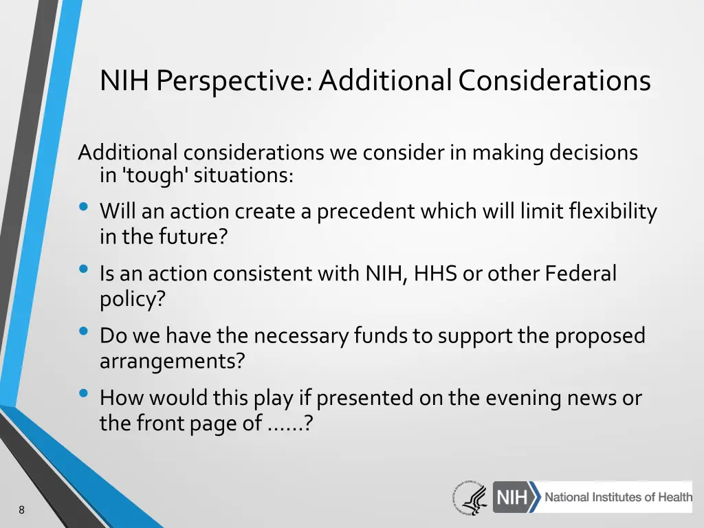 nih perspective additional considerations