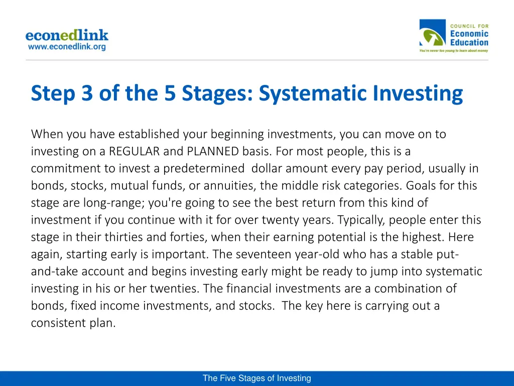 step 3 of the 5 stages systematic investing