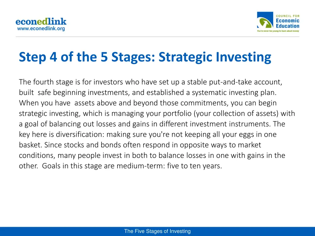 step 4 of the 5 stages strategic investing